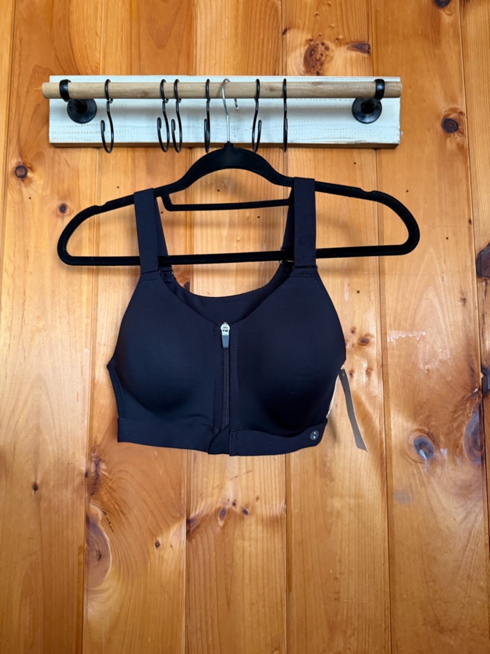 Layer 8 Black Front-Zip High-Impact Sports Bra